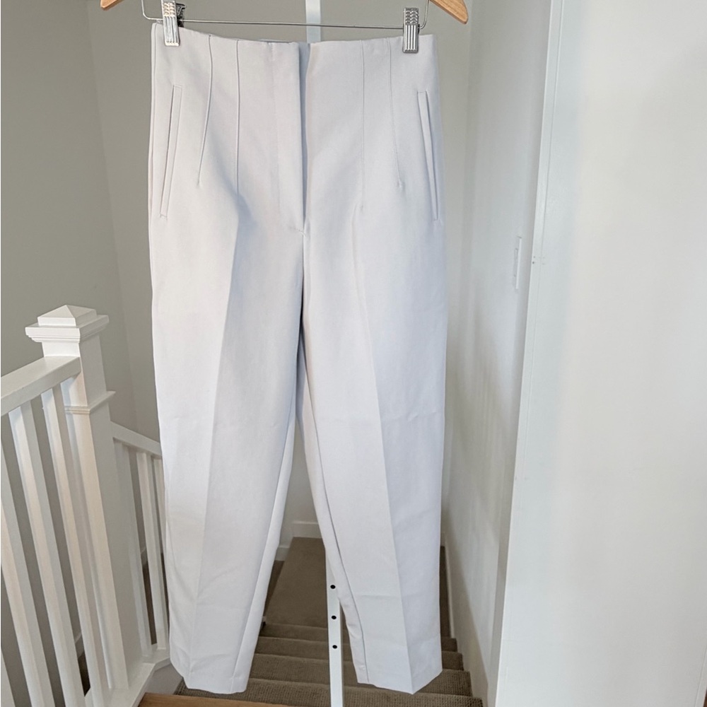 NWT Zara Women's Light Blue/Grey High Waist Cropped Ankle Pants Size M - Picture 3 of 8